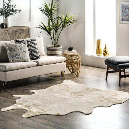 Nuloom Marcia Machine Washable Faux Cowhide Area Rug 3ft 10in x 5ft BIWB01A-31005